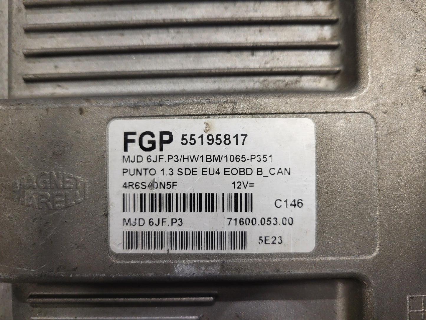 FIAT PUNTO ECU / MJD 6JF.P3 / 55195817 / HW1BM / 71600.053.00 / MAGNETI MARELLI