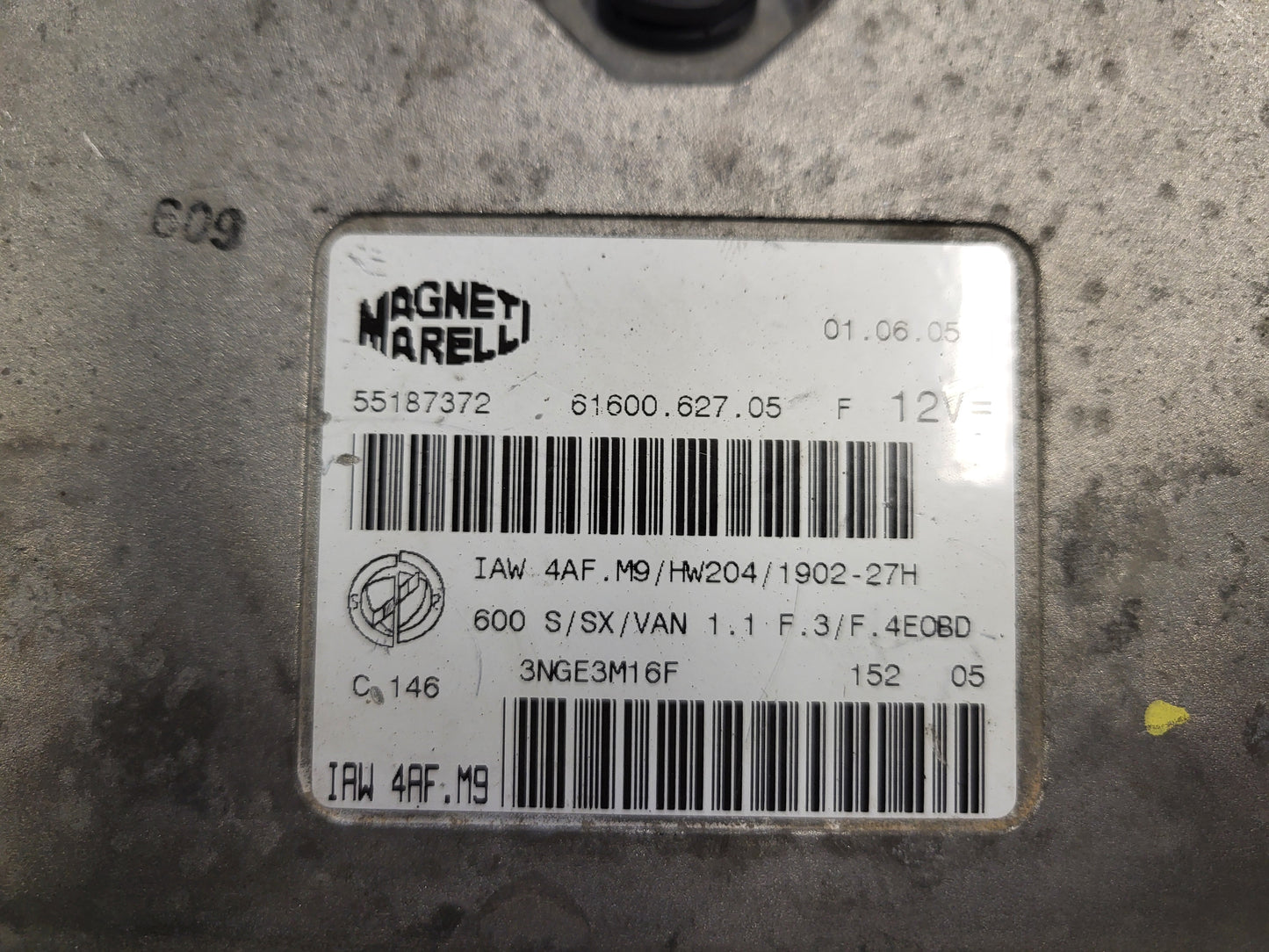 Fiat Seicento 600 ECU / 55187372 / IAW4AF.M9 / 61600.627.05 / MAGNETI MARELLI
