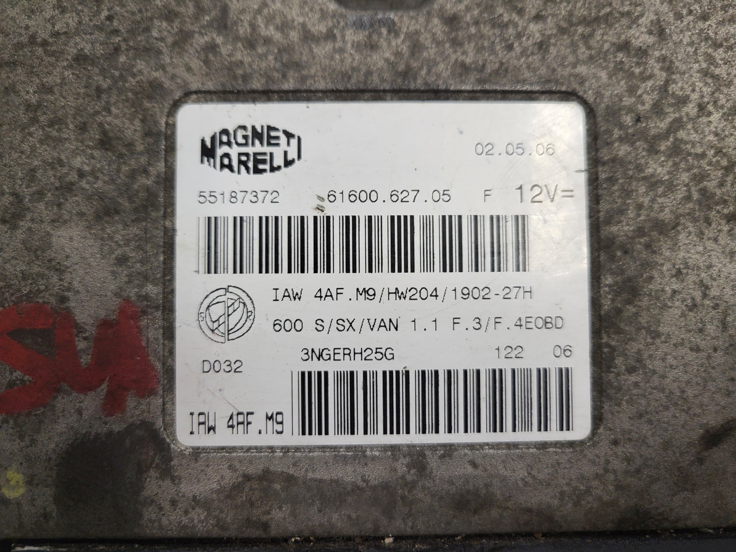 Fiat Seicento 600 ECU / 55187372 / IAW4AF.M9 / 61600.627.05 / MAGNETI MARELLI