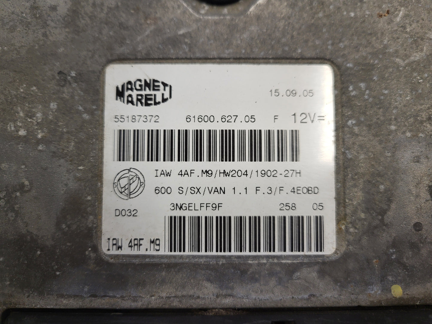 Fiat Seicento 600 ECU / 55187372 / IAW4AF.M9 / 61600.627.05 / MAGNETI MARELLI
