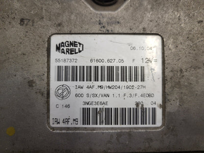 Fiat Seicento 600 ECU / 55187372 / IAW4AF.M9 / 61600.627.05 / MAGNETI MARELLI