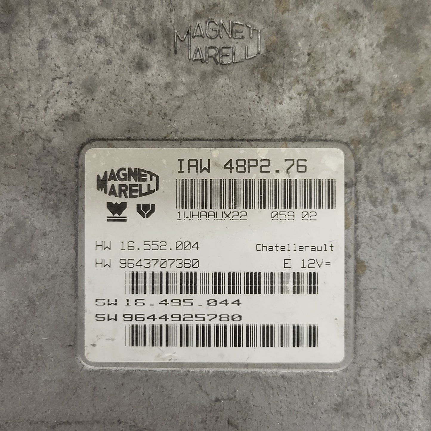 PEUGEOT 206 ECU / IAW 48P2.76 / 9643707380 / 9644925780 / MAGNETI MARELLI