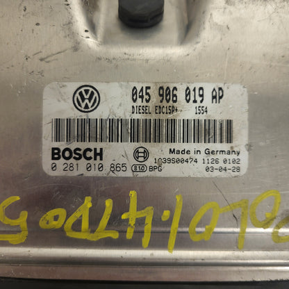 VW GOLF POLO ECU / 045906019AP / 0281010865 / EDC15P+ / BOSCH
