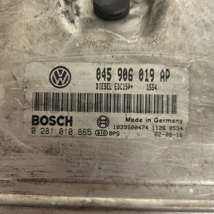 VW GOLF POLO ECU / 045906019AP / 0281010865 / EDC15P+ / BOSCH