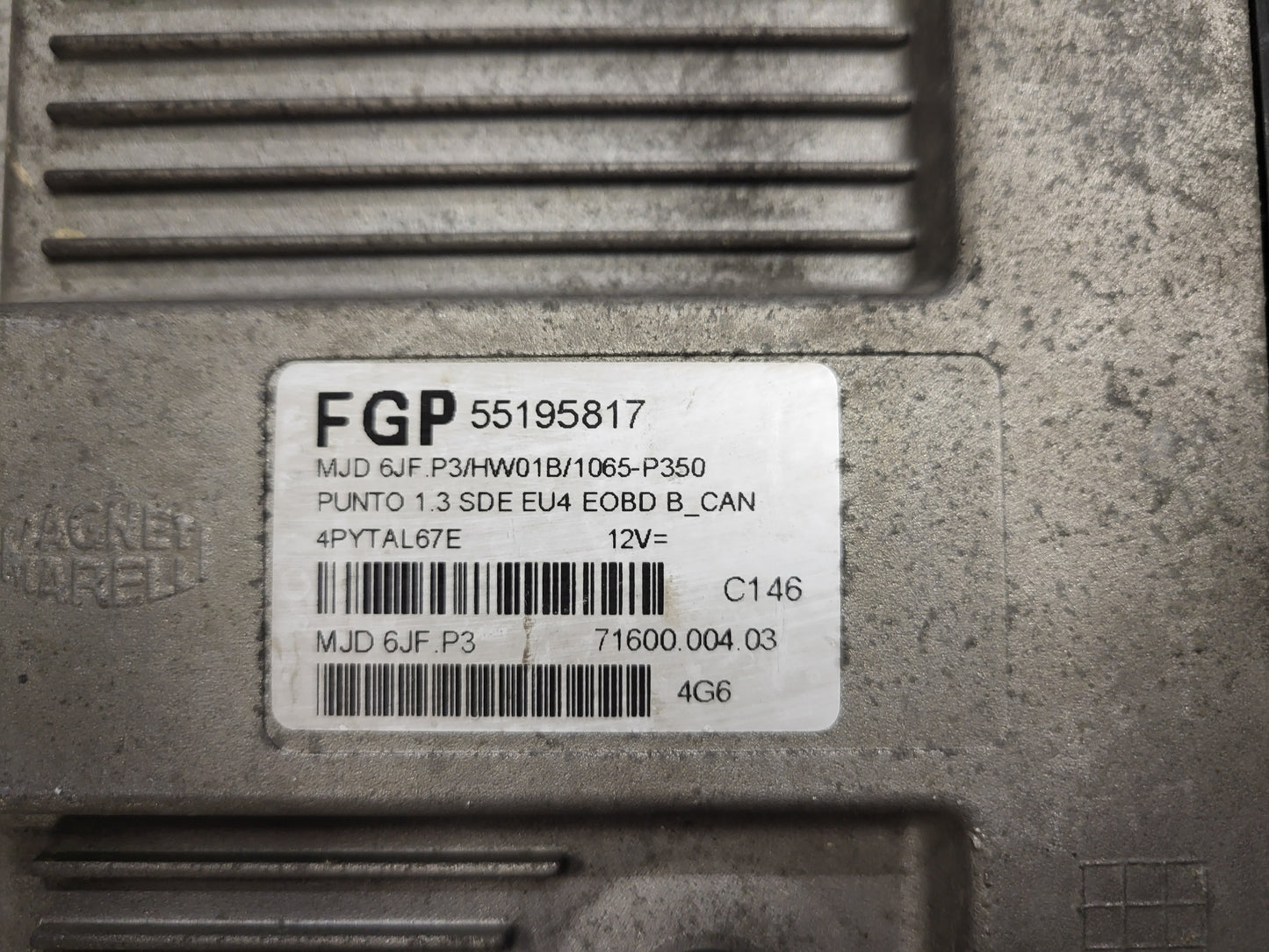 FIAT PUNTO ECU / MJD 6JF.P3 / 55195817 / HW1B / 71600.004.03 / MAGNETI MARELLI