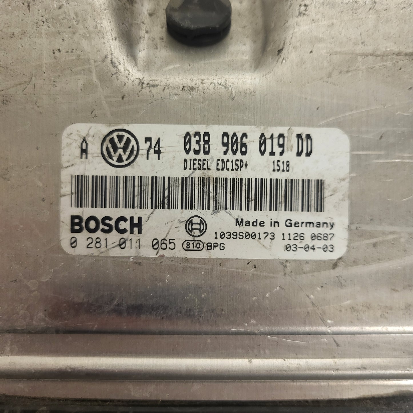 VW ŠKODA VAG ECU / 038906019DD / 0281011065 / EDC15P+ / 038906019 / BOSCH