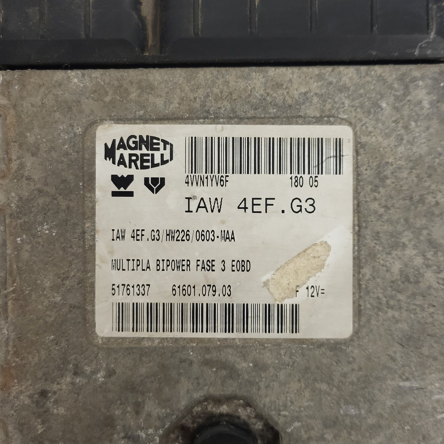 FIAT MULTIPLA ECU IAW 4EF.G3 / 51761337 / 61601 079.03 / HW226 / MAGNETI MARELLI