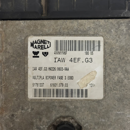 FIAT MULTIPLA ECU IAW 4EF.G3 / 51761337 / 61601 079.03 / HW226 / MAGNETI MARELLI