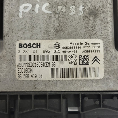 PEUGEOT CITROEN ECU / 0281011802 / 9656841080 / 9653958980 / EDC16C34 / BOSCH - B50-03 - 2
