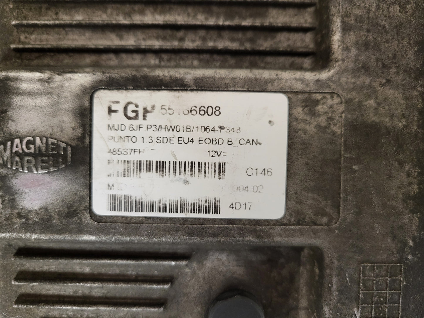 Fiat Punto 1.3 ECU / 55186608 / MJD 6JF.P3 / HW01B / MAGNETI MARELLI