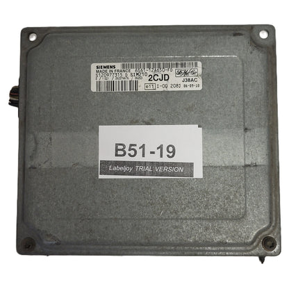 Ford FIESTA ECU / 6S61-12A650-FD / 2CJD / S120977315D / SIM210 / J38AC / SIEMENS - B51-19 - 1