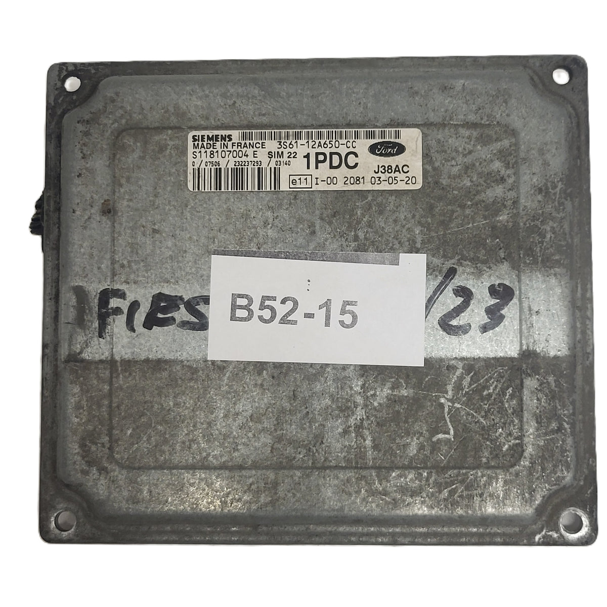 Ford FIESTA ECU / 3S61-12A650-CC / 1PDC / S118107004/ SIM22 / S118107004E - B52-15 - 1