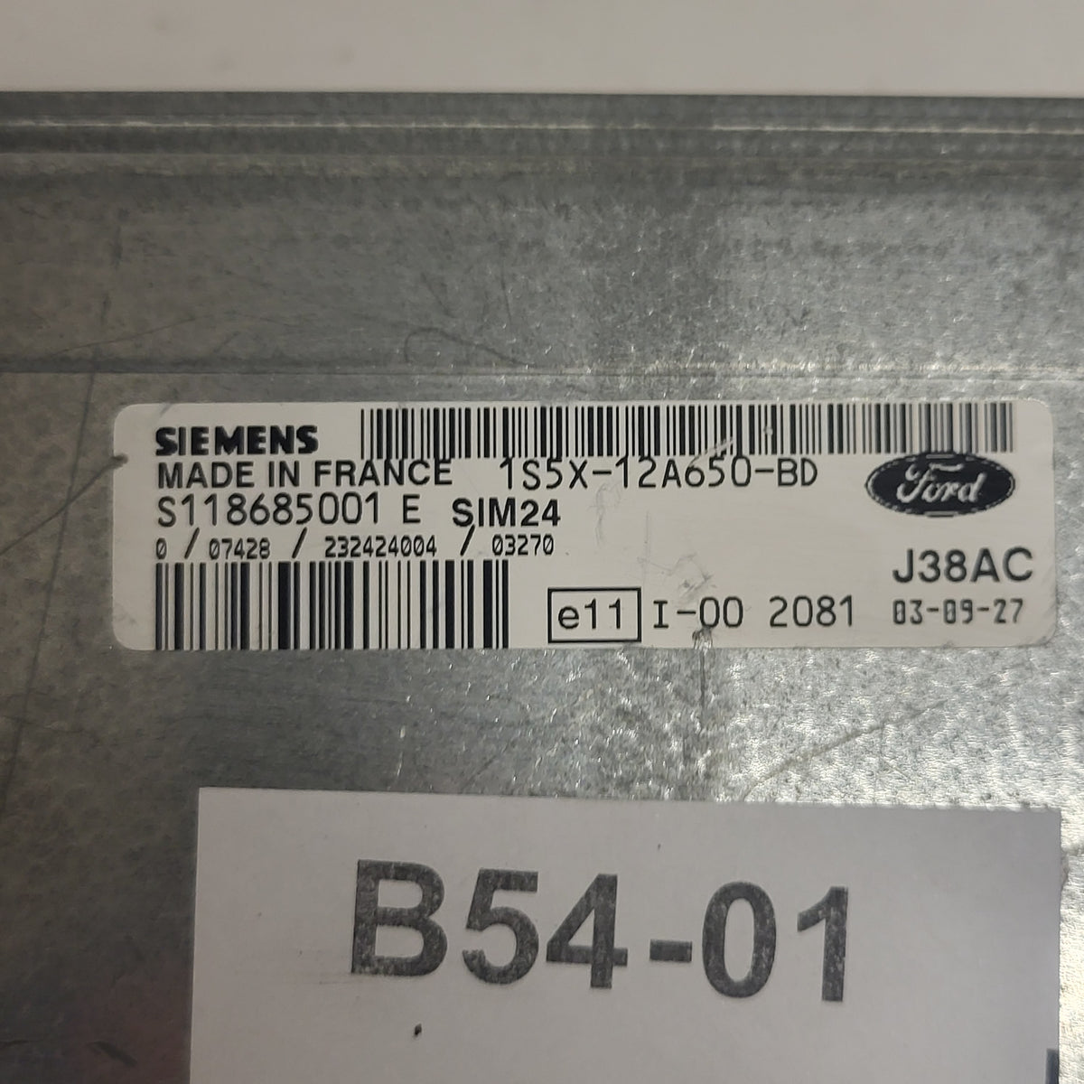 FORD FIESTA ECU / S118685001E / 1S5X-12A650-BD / SIM24 / SIEMENS - B54-01 - 2