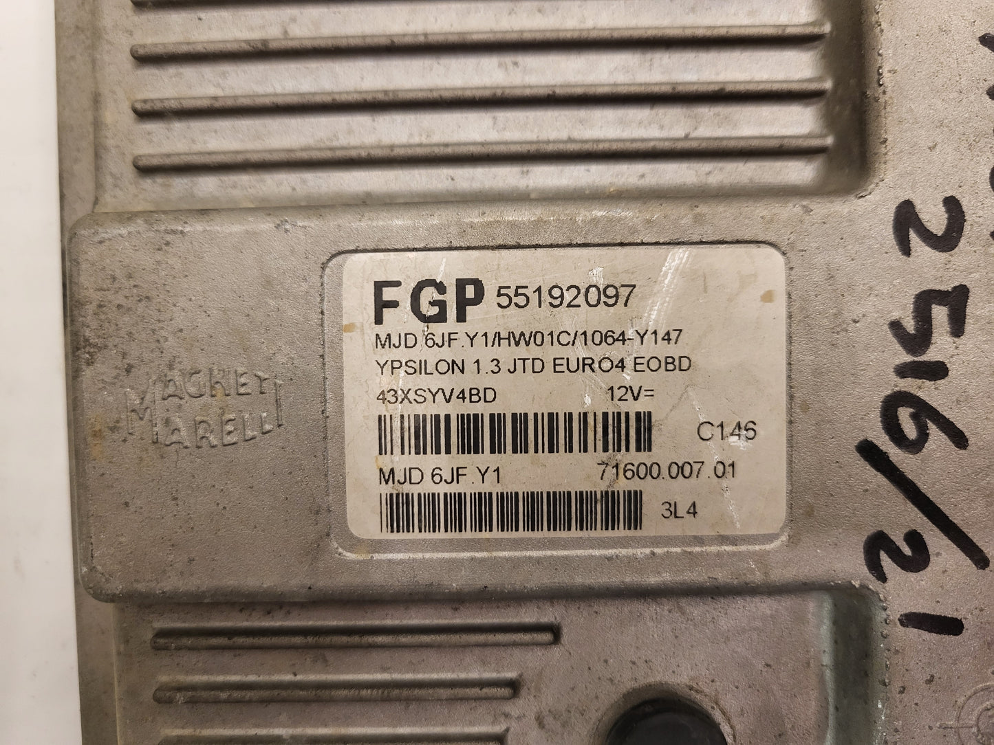 LANCIA YPSILON ECU / 55192097 / MJD 6JF.Y1 / HW01C / 71600.007.01