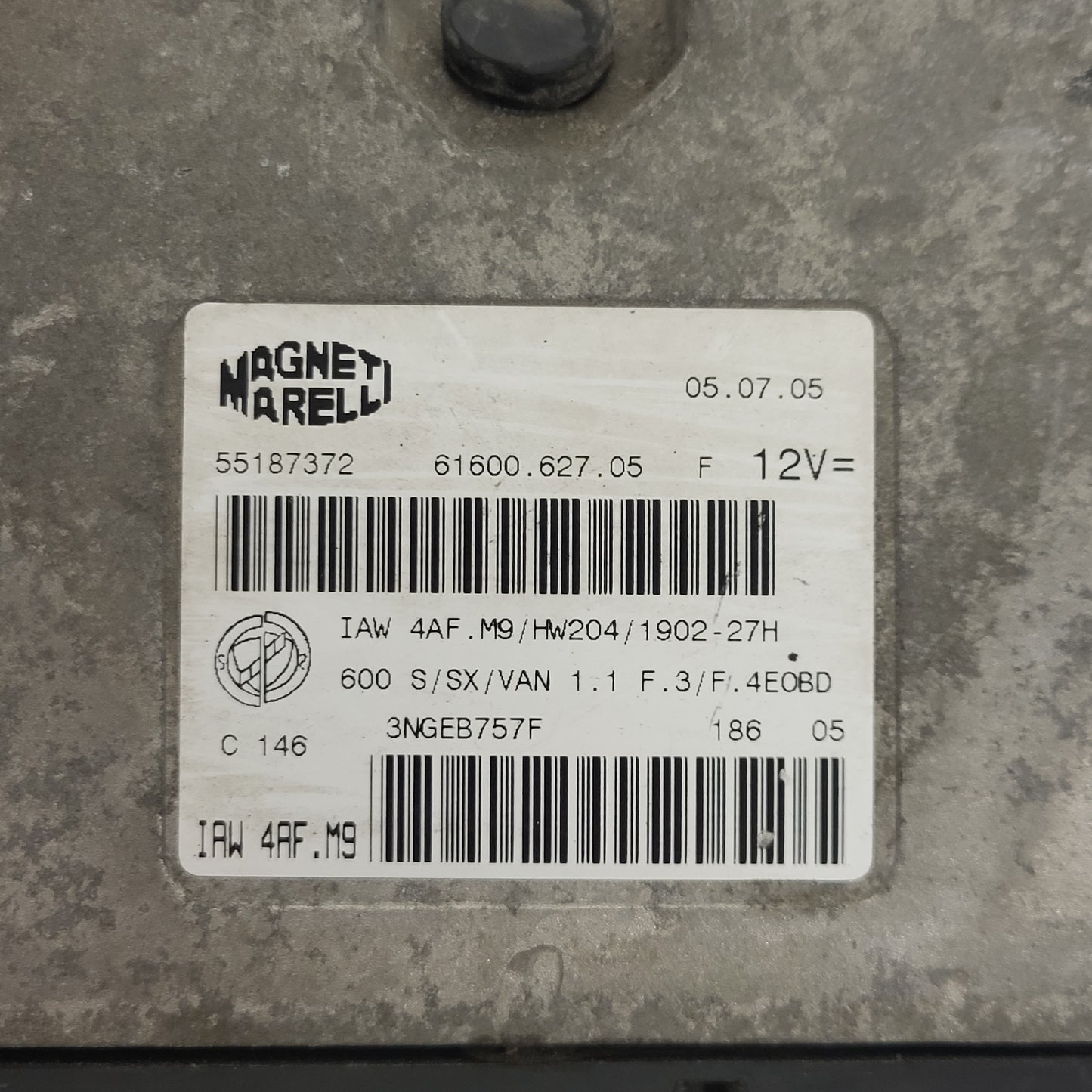 Fiat Seicento 600 ECU / 55187372 / IAW 4AF.M9 / 61600.627.05 / HW204 / MAGNETI M