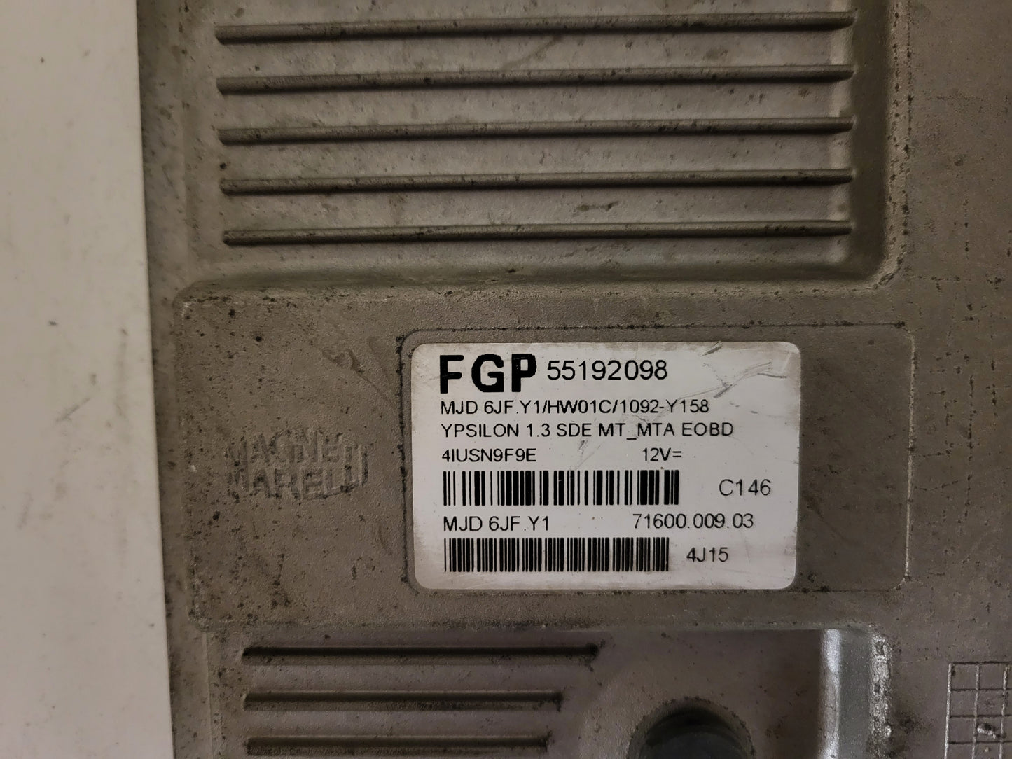 LANCIA YPSILON Y 1.3 ECU / 55192098 / MJD6JF.Y1 / HW01C / 71600.009.03 / MAGNETI MARELLI