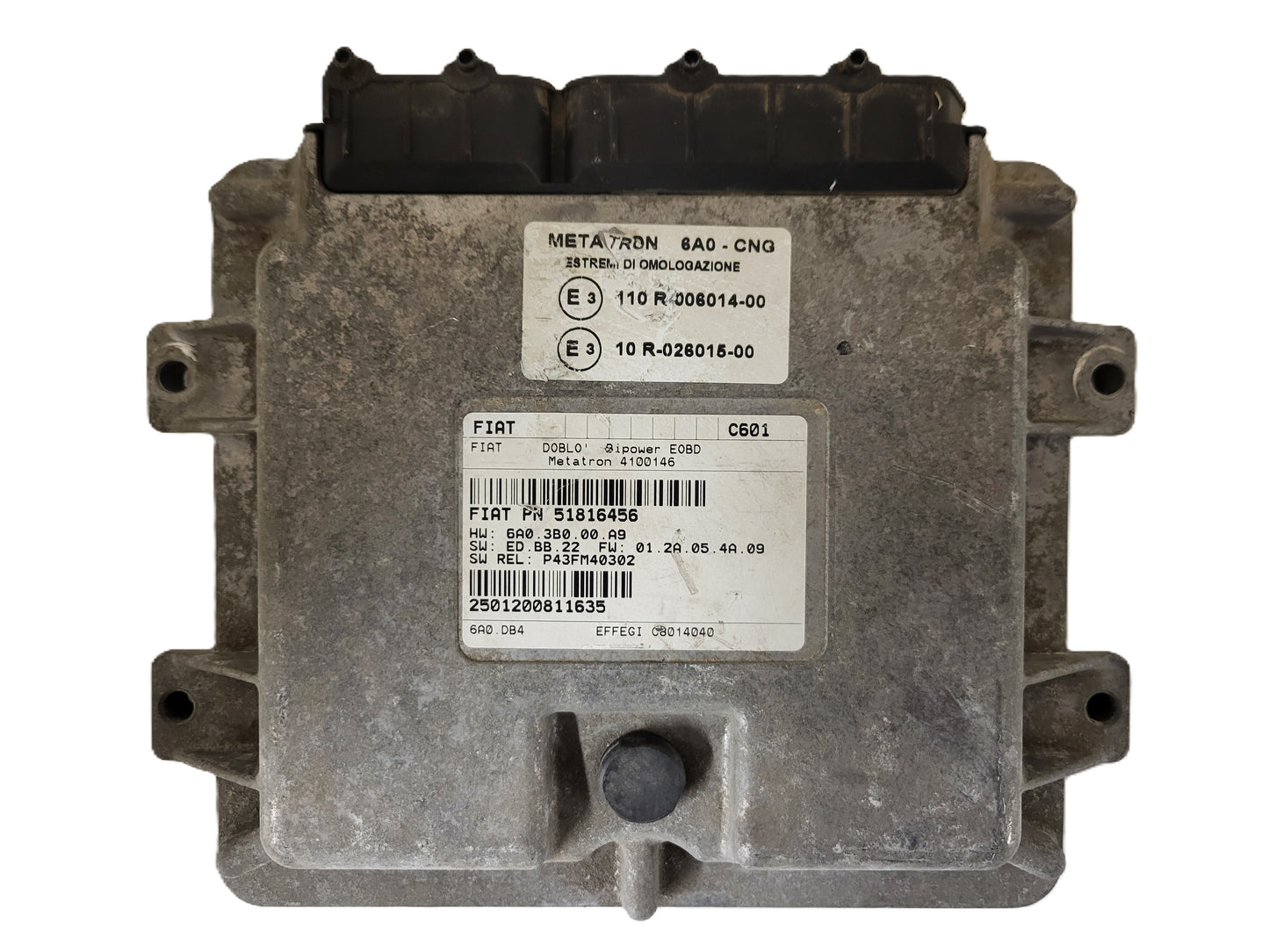 FIAT DOBLO BIPOWER ECU / 51816456 / 4100146 / 6A03B000A9 / METATRON