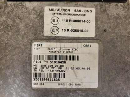 FIAT DOBLO BIPOWER ECU / 51816456 / 4100146 / 6A03B000A9 / METATRON