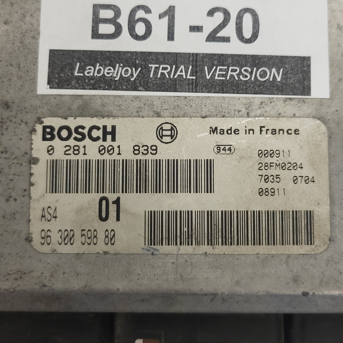 Citroen Saxo Peugeot 106 ECU / 0281001839 / 9630059880 / BOSCH - B61-20 - 2