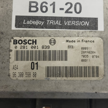 3x Citroen Saxo Peugeot 106 ECU / 0281001839 / 9630059880 / BOSCH BULK STOCK