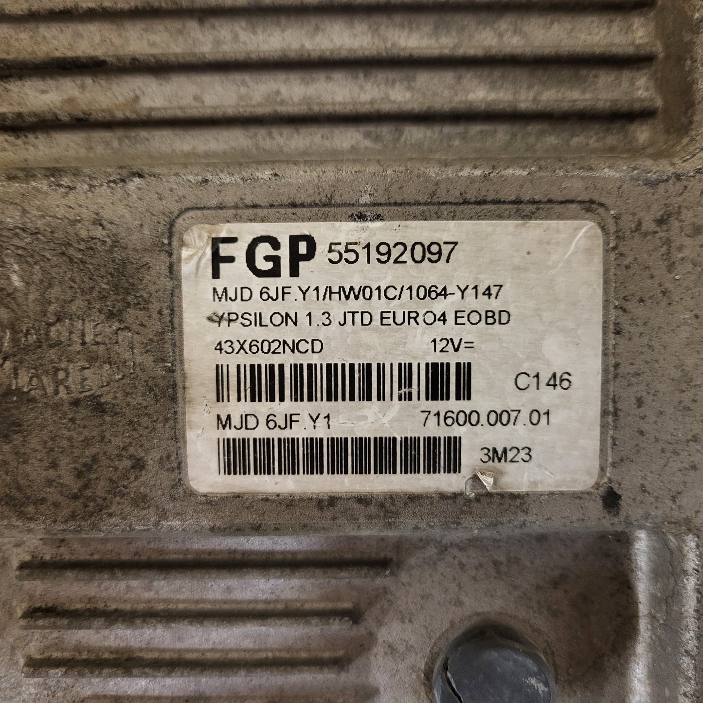 LANCIA YPSILON ECU / 55192097 / MJD 6JF.Y1 / HW01C / 71600.007.01