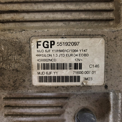 LANCIA YPSILON ECU / 55192097 / MJD 6JF.Y1 / HW01C / 71600.007.01