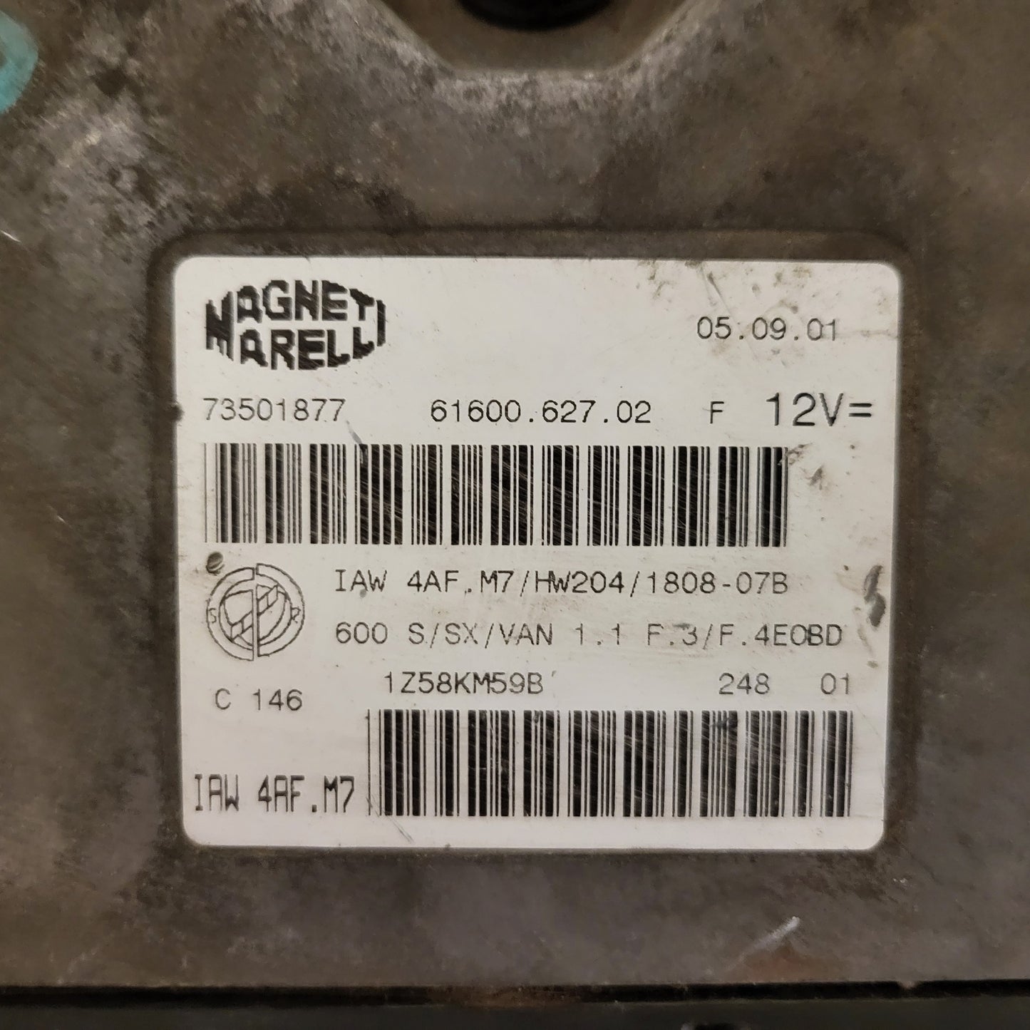 Fiat 600 ECU / IAW4AF.M7 / 73501877 / HW204 / MAGNETI MARELLI