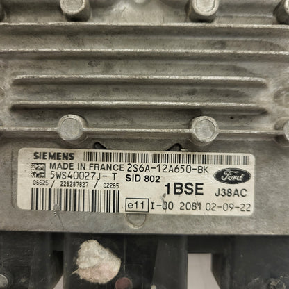 FORD FIESTA ECU / 2S6A-12A650-BK / 5WS40027J-T / SID802 / 1BSE/ J38AC / SIEMENS