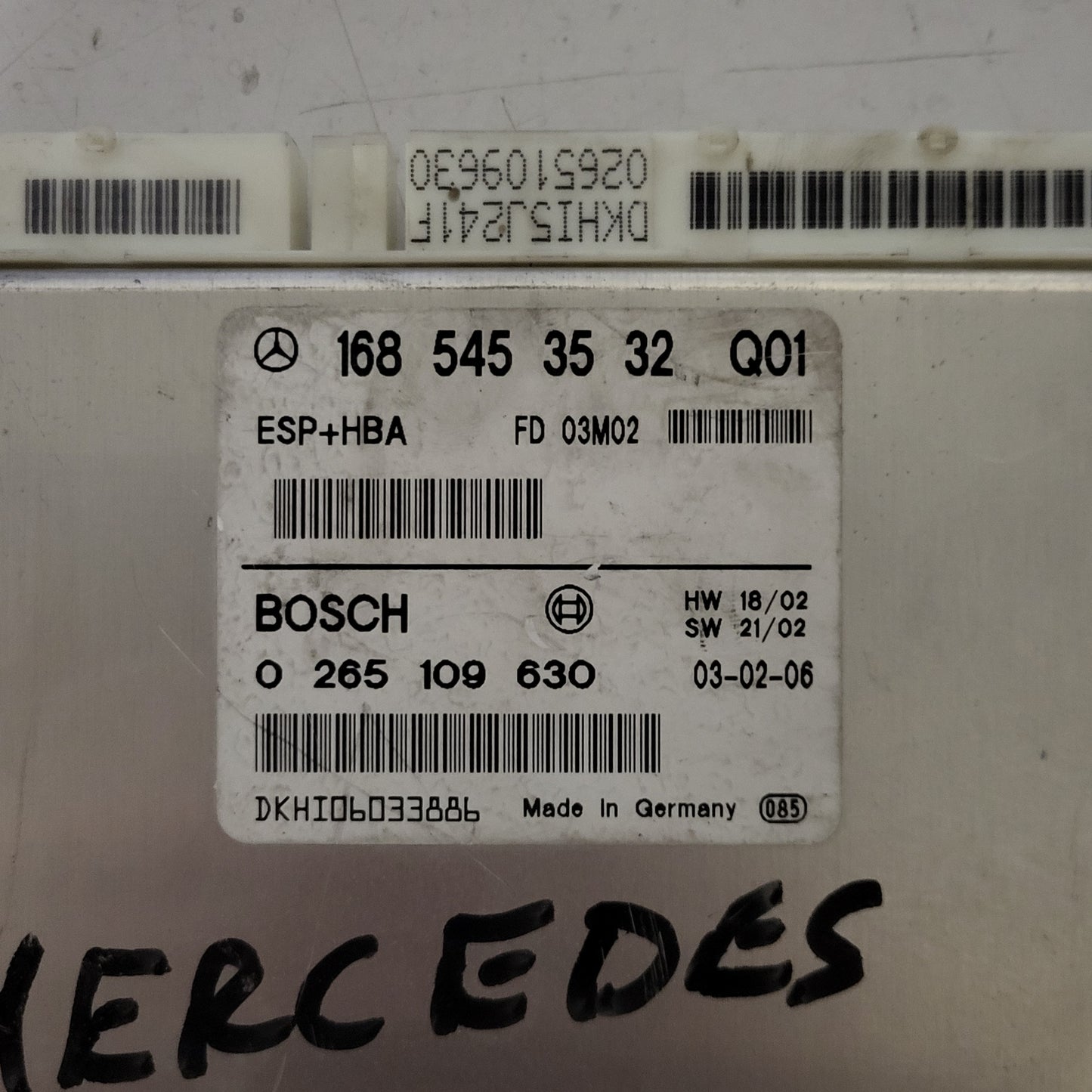 MERCEDES-BENZ A CLASS W168 ESP ECU / 1685453532 / 0265109630 / BOSCH ESP+HBA