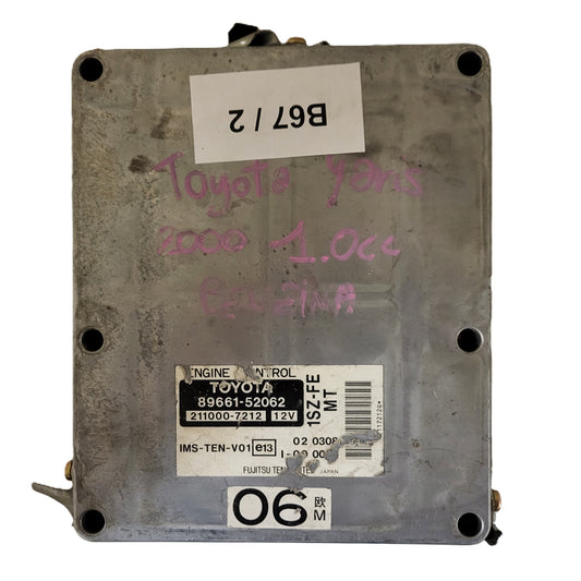 TOYOTA YARIS 1SZ-FE ECU / 89661-52062 / 211000-7212 / FUJITSU
