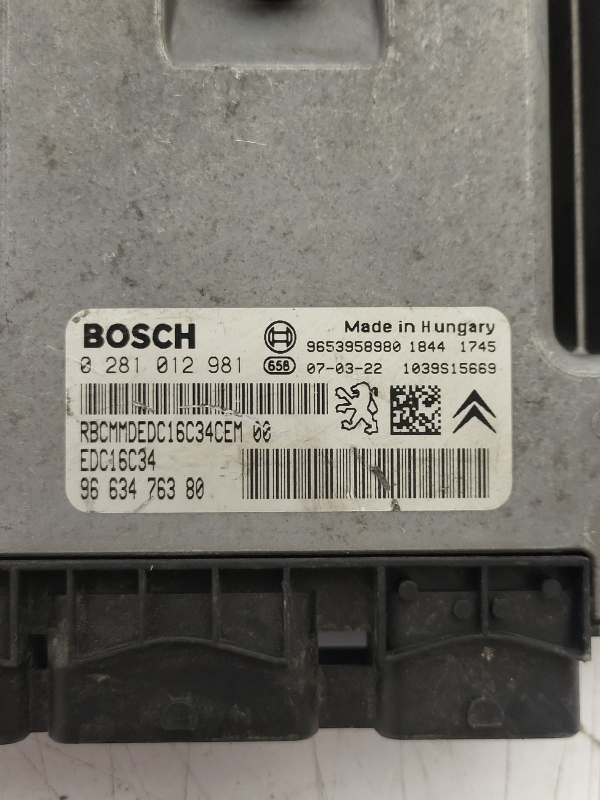 PEUGEOT CITROEN ECU / 0281012981 / 9663476380 / EDC16C34 / 9653958980 - B67-14 - 2