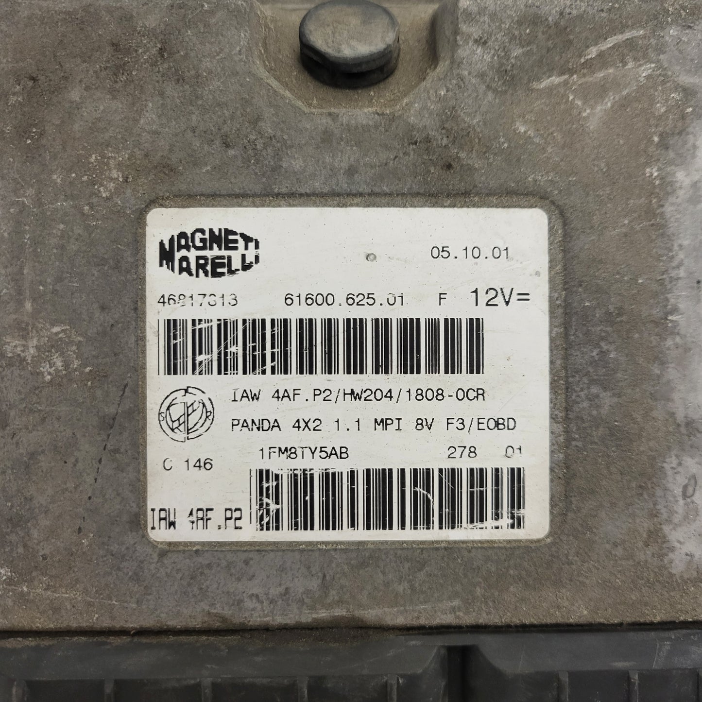 FIAT PANDA 1.1 ECU / 46817813 / IAW 4AF.P2 / 61600.625.01 / HW204 / MAGNETI MARELLI