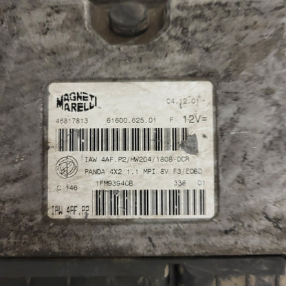 FIAT PANDA 1.1 ECU / 46817813 / IAW 4AF.P2 / 61600.625.01 / HW204 / MAGNETI MARELLI