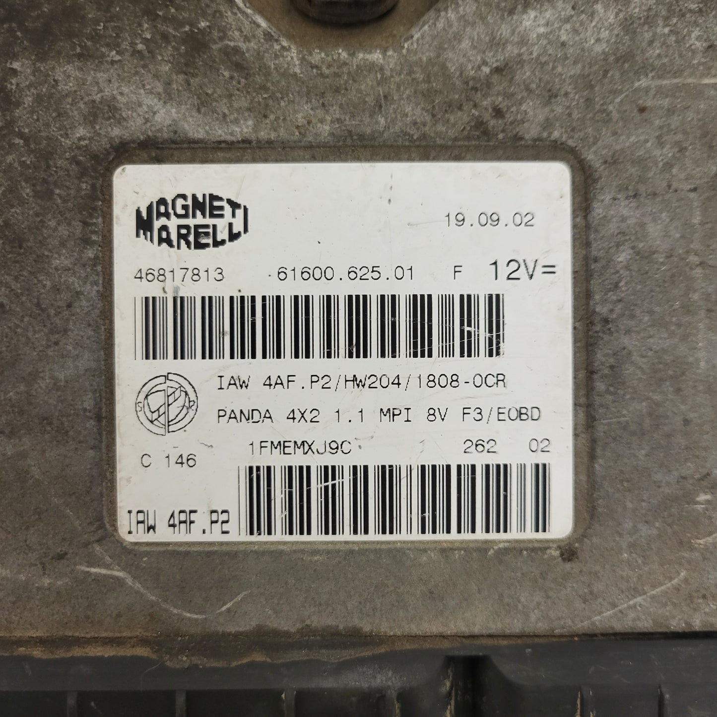 FIAT PANDA 1.1 ECU / 46817813 / IAW 4AF.P2 / 61600.625.01 / HW204 / MAGNETI MARELLI