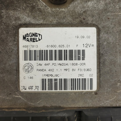 FIAT PANDA 1.1 ECU / 46817813 / IAW 4AF.P2 / 61600.625.01 / HW204 / MAGNETI MARELLI