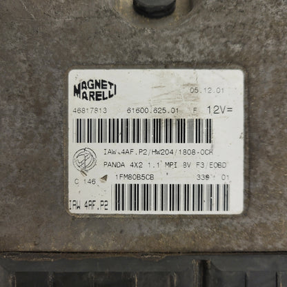 FIAT PANDA 1.1 ECU / 46817813 / IAW 4AF.P2 / 61600.625.01 / HW204 / MAGNETI MARELLI