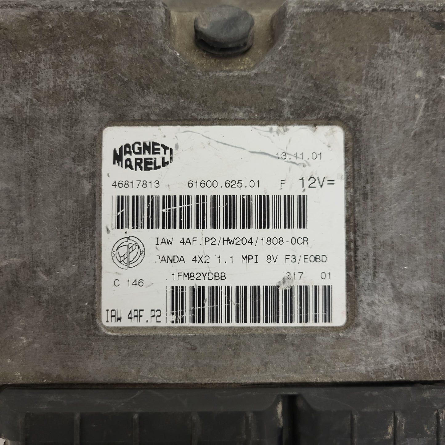FIAT PANDA 1.1 ECU / 46817813 / IAW 4AF.P2 / 61600.625.01 / HW204 / MAGNETI MARELLI