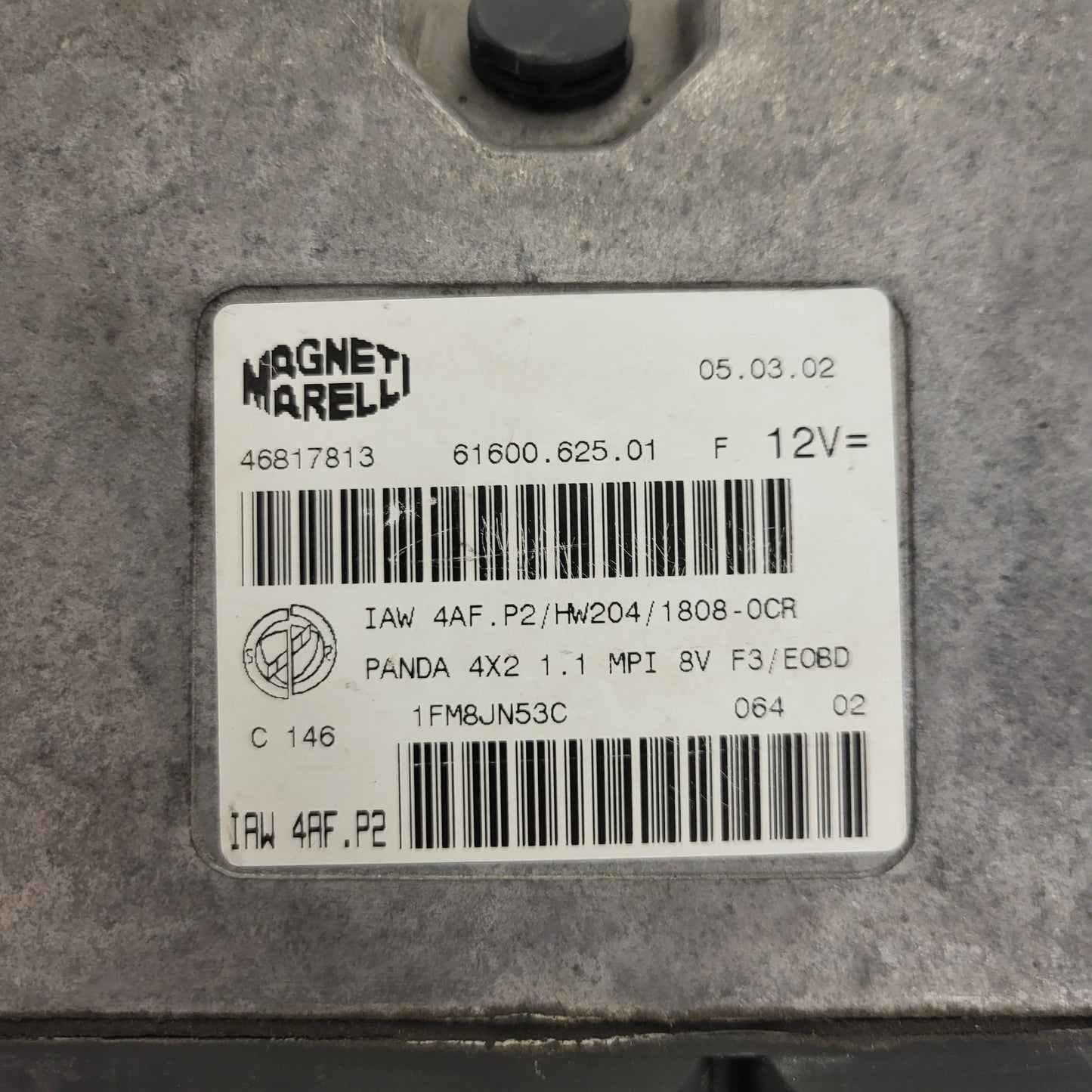 FIAT PANDA 1.1 ECU / 46817813 / IAW 4AF.P2 / 61600.625.01 / HW204 / MAGNETI MARELLI