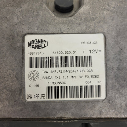 FIAT PANDA 1.1 ECU / 46817813 / IAW 4AF.P2 / 61600.625.01 / HW204 / MAGNETI MARELLI
