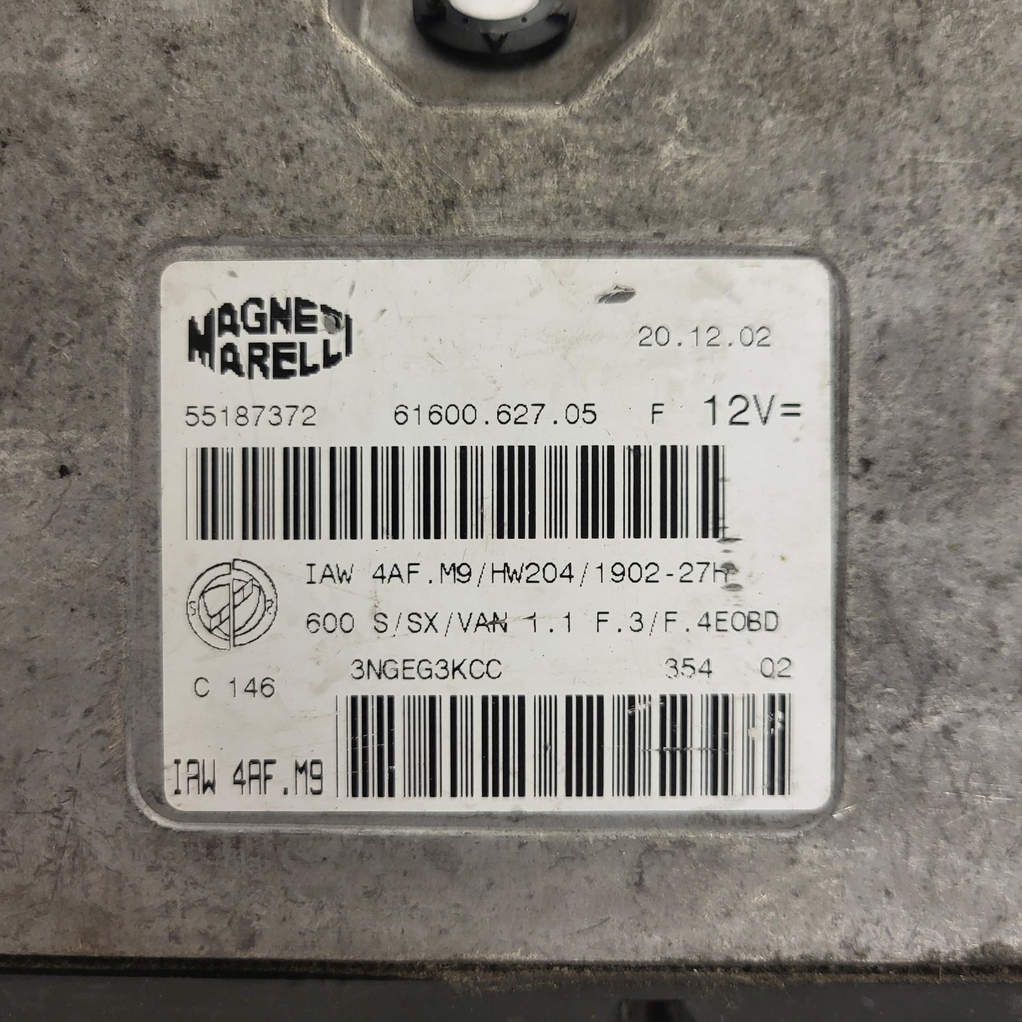 Fiat Seicento 600 ECU / 55187372 / IAW 4AF.M9 / 61600.627.05 / HW204 / MAGNETI MARELLI