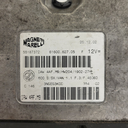 Fiat Seicento 600 ECU / 55187372 / IAW 4AF.M9 / 61600.627.05 / HW204 / MAGNETI MARELLI