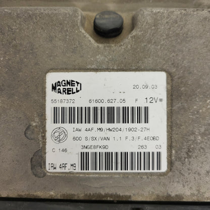 Fiat Seicento 600 ECU / 55187372 / IAW 4AF.M9 / 61600.627.05 / HW204 / MAGNETI MARELLI