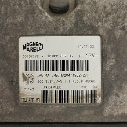 Fiat Seicento 600 ECU / 55187372 / IAW 4AF.M9 / 61600.627.05 / HW204 / MAGNETI MARELLI