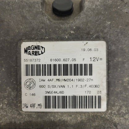 Fiat Seicento 600 ECU / 55187372 / IAW 4AF.M9 / 61600.627.05 / HW204 / MAGNETI MARELLI