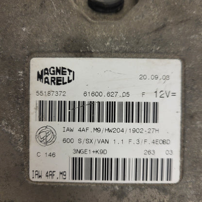 Fiat Seicento 600 ECU / 55187372 / IAW 4AF.M9 / 61600.627.05 / HW204 / MAGNETI MARELLI