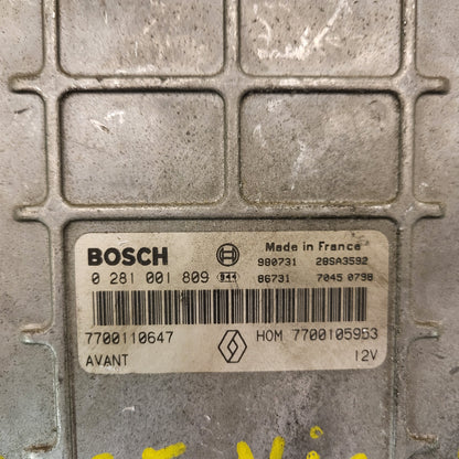 Renault ECU / 0281001809 / 7700110647 / HOM7700105953 / 7700105953 / BOSCH
