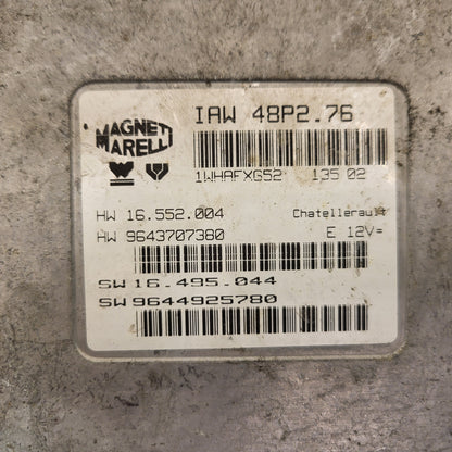 PEUGEOT 206 ECU / IAW 48P2.76 / 9643707380 / 9644925780 / MAGNETI MARELLI
