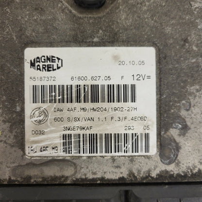 Fiat Seicento 600 ECU / 55187372 / IAW 4AF.M9 / 61600.627.05 / HW204 / MAGNETI MARELLI