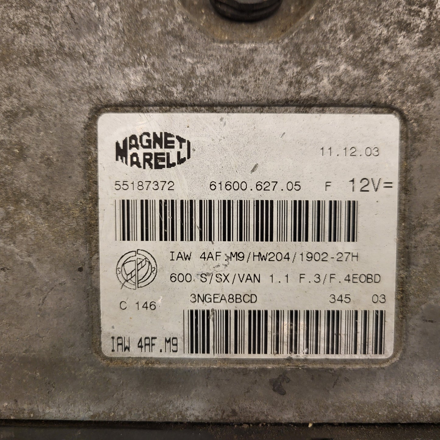 Fiat Seicento 600 ECU / 55187372 / IAW4AF.M9 / 61600.627.05 / MAGNETI MARELLI