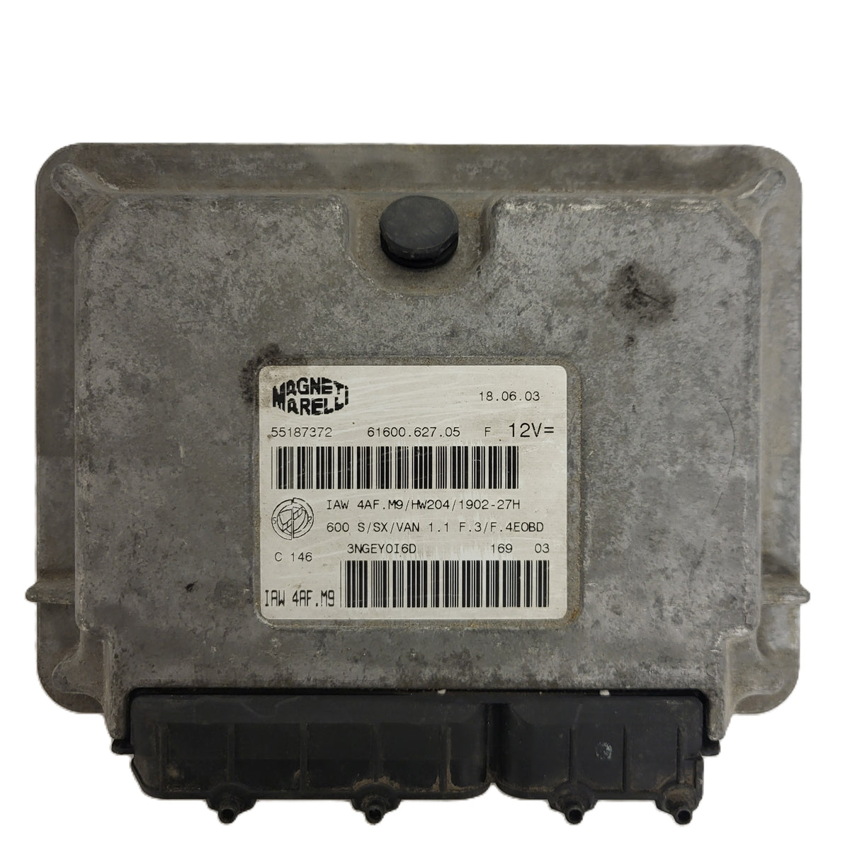 Fiat Seicento 600 ECU / 55187372 / IAW 4AF.M9 / 61600.627.05 / HW204 / MAGNETI - B70-16 - 1